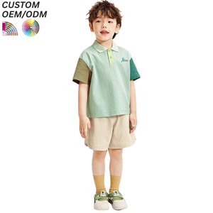 Summer Solid Color Custom Logo Printed Children's Polo Shirt Breathable Soft Knitted <b>Compressed</b> Short Sleeve Polyester/Cotton - Product Image 3