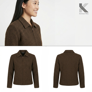 Chaqueta de Trabajo Unisex para Invierno, Diseño Minimalista, Color Marrón Espigado, Cierre de Cremallera, Algodón y Poliéster, Ropa Exterior Informal - Product Image 3