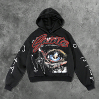 Sweat à capuche surdimensionné pour homme avec strass graphiques |   Pull en molleton 100% coton |   Street Life Automne OEM