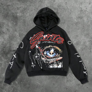 Sudadera con Capucha Extra Grande para Hombre con Gráficos y Pedrería |   Suéter de Felpa 100% Algodón |   Street Life Autumn OEM - Product Image 3