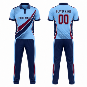 Tenue de cricket personnalisée par sublimation, unisexe, violet et noir, kit d'équipe respirant 100 % polyester, taille adulte, fusion sans couture - Product Image 1