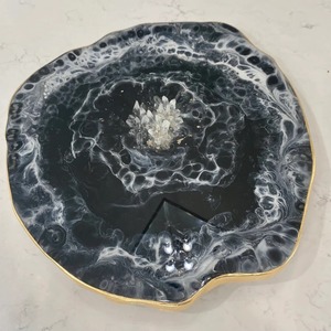 Resin Cake Stand Natural <b>Stones</b> 12.6 Inch Food Safe Tray Unique Handmade Eco-Friendly Serving Platter - Product Image 2