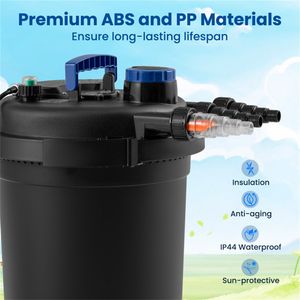 Filtro a Pressione per Laghetto da Esterno con Portata Massima di 4000 GPH, 4 Spugne Filtranti Rimovibili e Indicatore di Pulizia - Product Image 4