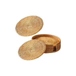Ensemble de 6 sous-verres en rotin écologiques peints à la main de haute qualité, décoration de table en gros, style bohème du Vietnam - Product Image 4