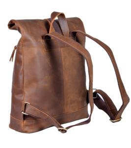 Roll Top Leather Backpack Men and Women Travel Genuine Leather <b>Rucksack</b> Laptop Backpack Trekking Backpack Unisex OEM Fashionable - Product Image 4