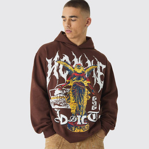 Sweat à capuche homme personnalisé, coupe droite, en molleton 100% coton, avec impression numérique grand format style Renaissance, coupe ample, basiques - Product Image 1