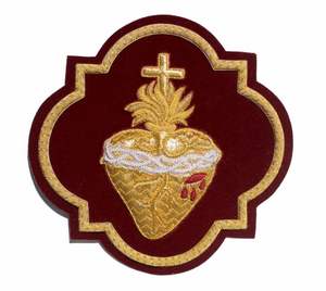 Aplique Religioso de Lujo Bordado a Mano con Hilo de Oro y Diseño de Sagrado Corazón - Resistente al Agua con Efecto 3D en Relieve - Product Image 4