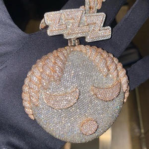 Trendy Iced Bling Bling VVS Moissanite Cute Face Cartoon 925 Silver IGI Certified High Quality Hip Hop 3D Claw Setting Pendant - Product Image 1