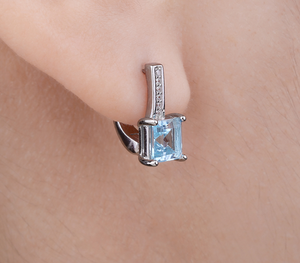 Boucles d'oreilles carrées en argent sterling 925 pour femmes, incrustation de zircon, style simple, bijoux géométriques, 3g - Product Image 3