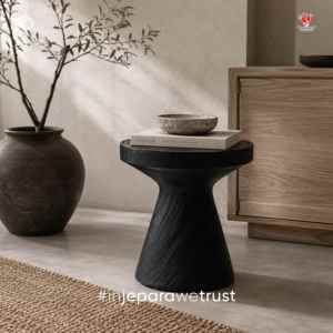 Wholesale Tapered Solid Wood Side Table Charcoal Black Occasional <b>Stool</b> Elegant Pedestal for Living Room Hotel - Product Image 1
