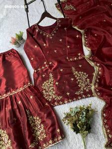 Collection Premium : Magnifique ensemble Sharara-Suit prêt-à-porter, orné de miroirs et de broderies de sequins, fournisseur mondial - Product Image 4