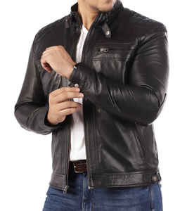 Nouveautés : Blouson d'hiver unisexe en cuir PU noir, chaud, imperméable, avec fermeture éclair et poches, coupe ajustée, style gentleman - Product Image 1