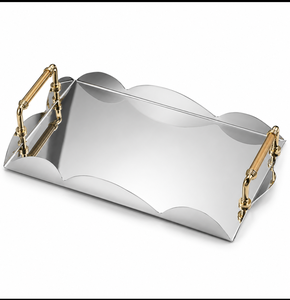 Luxury Metal Decorative Serving Tray with Handles Gold <b>Black</b> <b>Vanity</b> Tray for Coffee Tea Dining <b>Table</b> Home Decor Display - Product Image 4