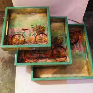 Designer Wooden Tray for Attractive Food Display <b>Serving</b> Coffee Tea <b>Beverages</b> <b>Set</b> 37 - Product Image 5