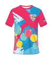 Kaos Jersey Lengan Pendek 100% Poliester, Kerah Bulat, Sablon Sublimasi, Cepat Kering, Bahan Tebal, Bernapas, Seragam Custom