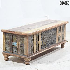 <b>Wooden</b> <b>Storage</b> <b>Trunk</b> Unique Indian Designer Living Room Furniture for Unique Latest Style Antique Look <b>Trunk</b> - Product Image 2