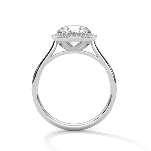 Classical 14k White Gold Ring For Women Precious Side Paved Diamond <b>Design</b> Halo Cluster Solitaire Ring With Lab Grown Diamonds - Product Image 3