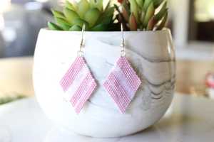 Pendientes Colgantes Rectangulares de Cuentas Rosadas Pastel Tejidos a Mano, Joyería de Moda Minimalista y Ligera, Regalo Elegante, Suministros para Abalorios - Product Image 6