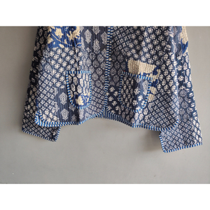 Veste Kantha réversible vintage, faite à la main, en coton, patchwork, broderie à carreaux, boutons sur le devant, vêtement d'hiver, cadeau pour elle - Product Image 5