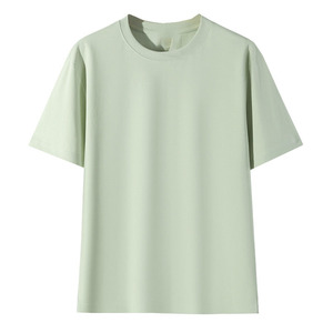 Camiseta de algodón romano de cuello redondo, personalizada OEM, nueva colección de verano, para hombre, de alta gama, color liso, transpirable, sin necesidad de planchado, manga corta. - Product Image 1