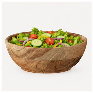 Bol à salade en bois d'acacia écologique fait main, grand bol rond à grain naturel pour servir des fruits, des collations et mélanger - Product Image 6