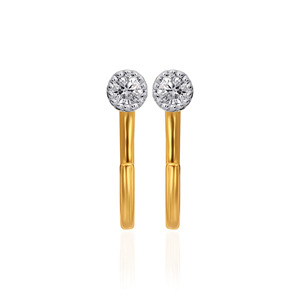 Clásicos Pendientes de Aro Huggie de Oro Sólido de 18K con Diamantes para Mujer, Joyería Fina Minimalista, Diseño Personalizado - Product Image 1