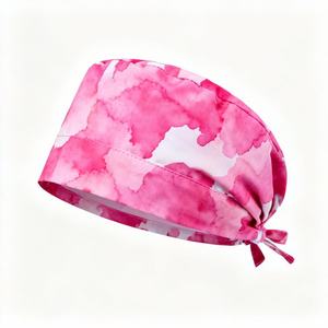 Wholesale Custom Logo Adult <b>Scrub</b> Caps Cotton Surgical <b>Working</b> Hats With Sweatband & Buttons Adjustable With Flower Printing - Product Image 6
