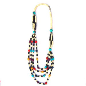 Collier multicouche en perles d'os avec turquoise et perles colorées, style ethnique unisexe, bijoux de mode pour les occasions festives - Product Image 1
