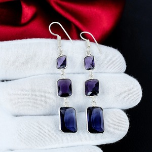 Pendientes de amatista de plata de ley 925, pendientes de piedra preciosa de nacimiento, hechos a mano, colgantes, joyería de regalo para mujer - Product Image 4