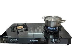 Kangaroo Dual Burner Gas Cooktop Glass Surface 12 Desktop Kitchen <b>Stove</b> Piezoelectric Ignition Hotel Household Use - Product Image 4