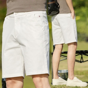 Alta calidad 97% algodón 3 Spandex cintura elástica plana cremallera frontal Fly Multi-bolsillos Casual de longitud media Bermudas para hombres - Product Image 6