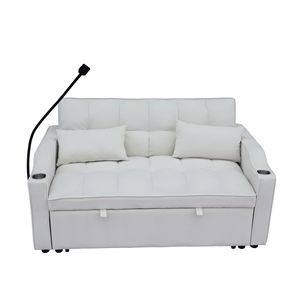 Divano Letto Futon Moderno in Velluto con Schienale Reclinabile Regolabile e Cuscino, Piccolo Divanetto Lounge con Letto Estraibile - Product Image 6