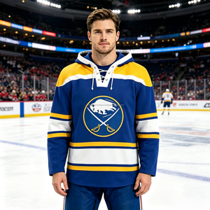 Maillot de hockey sur glace blanc en maille écologique personnalisé FONILBEST, col en V, manches longues, sublimé, respirant, polyester 260g, pour hommes, équipe - Product Image 2
