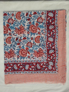 Pareo de algodón con estampado a mano, rojo y azul floral, ligero, estilo bohemio, para la playa, para mujer - Product Image 2