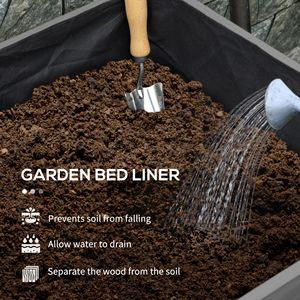 Ampio Letto da Giardino Rialzato in Legno Grigio 2,24m x 0,54m x 0,80m con Fori di Drenaggio e Rivestimento Interno - Product Image 5