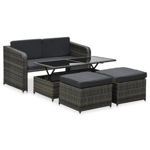 Set da Pranzo da Esterno Espandibile in Polyrattan Antracite di Media Dimensione per Giardino e Patio - Product Image 2