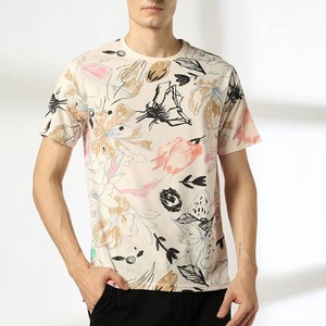 T-shirt Homme Vintage Coupe Droite Formelle en Coton Tricoté 100% de Haute Qualité à Manches Courtes, Col en V Personnalisé avec Bordure Contrastante, Grammage Lourd - Product Image 1