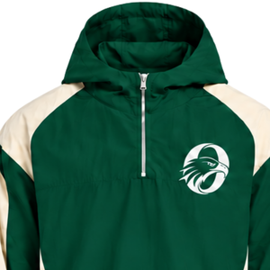 Mens Dark Green Neutral Colorblock Windbreaker <b>Hoodie</b> <b>Lightweight</b> Quarter Zip Pullover Jacket Outdoor Sports Training Wear - Product Image 3