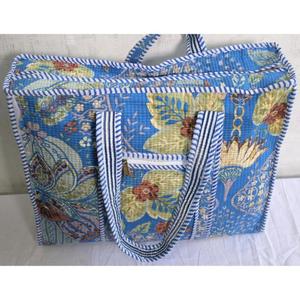 Indian Handmade Quilted Cotton Tote Bag Floral Print Shoulder Bag Women <b>Boho</b> Shopping <b>Handbag</b> - Product Image 4