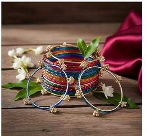 Highest Selling Viral Trendy Multicolor Golden Kashmiri Jhumki <b>Bangles</b> <b>Set</b> Bridal Wedding Party Wear Premium Wholesale Price - Product Image 3