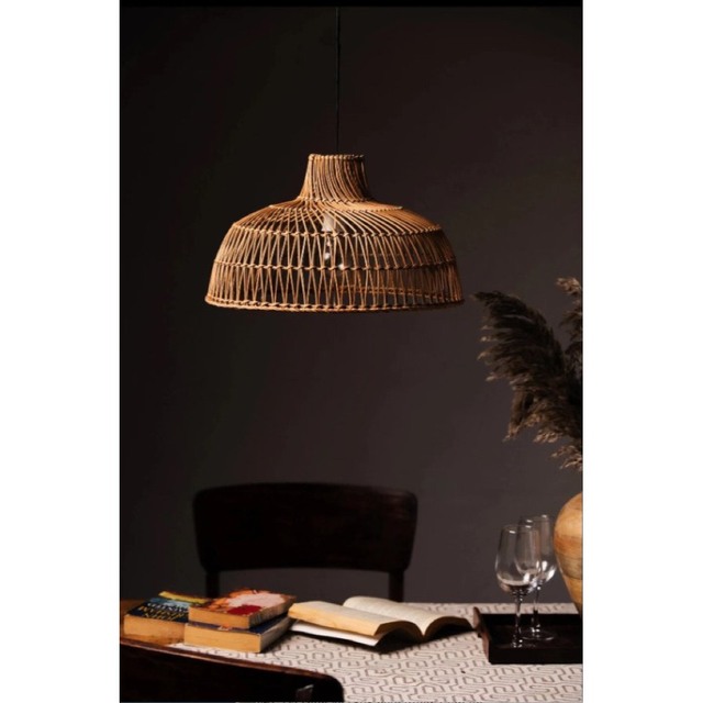 Nordic Modern Pendant Light Creative Hand-Woven Bamboo Rattan Cage Basket Design Home Hotel Living Room Easy Hanging