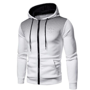 <b>Men</b> Hooded Zipper Sweatshirt <b>Black</b> Red Dot Print Casual Knitted Polyester Autumn Wear Regular Fit - Product Image 3