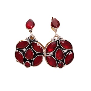 Antique Oxidized Silver Brass Bohemia Stud Earrings with Shell Stone Women's Party Jewelry Gift for Her - Product Image 5