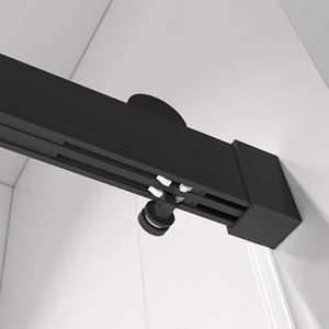 Porta doccia a doppia cornice scorrevole nero opaco 56-60X76 pollici con funzione di chiusura morbida e vetro trasparente da 3/8 pollici - Product Image 2