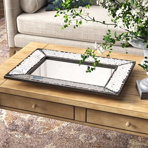 Rectangular <b>Mirrored</b> Storage <b>Tray</b> With Speckled Finish For Table Use - Product Image 6