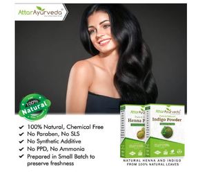 Tinte natural Ayurveda Attar para cabello negro (paquete combinado de henna y polvo de índigo) (200 gramos + 200 gramos = 400 gramos en total) - Product Image 3