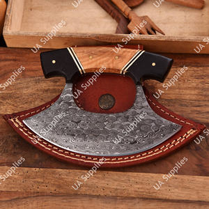 Cuchillo de Chef Ulu de Acero de Damasco de Grado Industrial de Alta Calidad con Patrón de Gota de Lluvia, para Picar Verduras y Carne, Hecho a Mano, Ambidiestro - Product Image 2