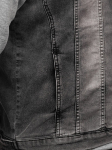 Outfitize International Veste en jean pour homme avec capuche amovible, style décontracté, ensemble de veste en jean superposée, vente en gros - Product Image 2