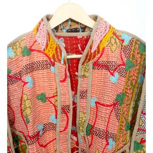 Indian Handmade Women's Vintage <b>jacket</b> with <b>mandarin</b> <b>collar</b> Beautiful Kantha Patchwork Multi-Color <b>jacket</b> for Parties - Product Image 2
