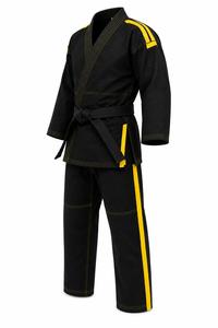 Ensemble de kimonos de judo tendance, couleur unie, bordure jaune, coupe régulière, uniforme d'arts martiaux pour adultes, respirant, léger, 100% coton - Product Image 6